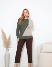 BLUSA BICOLOR DIAGONAL - VERDE/BEGE