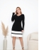 VESTIDO MODAL BARRA LISTRADA - PRETO