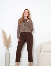 BLUSA RAYON ANIMAL PRINT - MARROM
